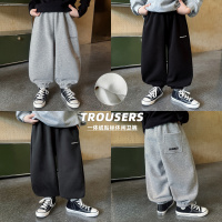 童酷男童冬季新款洋气字母贴标宝宝休闲裤一体绒保暖儿童卫裤