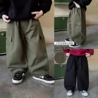 童酷男童冬季新款百搭人字纹宝宝休闲裤纯色加绒儿童工装裤潮