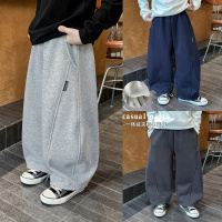 童酷男童冬季新款百搭字母夹标宝宝休闲裤拼接加绒儿童卫裤潮