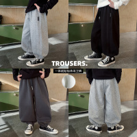 童酷男童冬季新款百搭字母贴标宝宝休闲裤腰绳一体绒宝宝卫裤