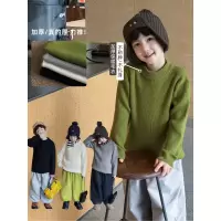童酷男童冬季新款百搭纯色宝宝针织衫圆领加厚打底儿童毛衣潮