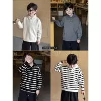 童酷男童冬季新款百搭连帽半开衫宝宝针织衫加厚打底儿童毛衣