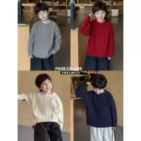 童酷男童冬季新款纯色宽松中小童针织衫韩版百搭加厚儿童毛衣