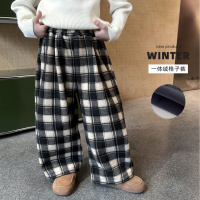 童酷男童冬季新款韩版格子宝宝休闲裤百搭一体绒保暖儿童长裤