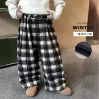 童酷男童冬季新款韩版格子宝宝休闲裤百搭一体绒保暖儿童长裤