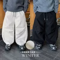 童酷男童冬款帅气夹标打杆宝宝运动裤百搭加绒加厚儿童工装裤