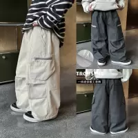 童酷男童冬款帅气拉链贴袋宝宝长裤打杆加绒保暖儿童工装裤潮