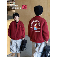 童酷男童冬款新年红卡通印花棒球服外套加厚贴标夹棉儿童棉服