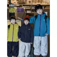 童酷男童冬款时尚字母宝宝外套软壳摇粒绒双面穿儿童冲锋衣潮