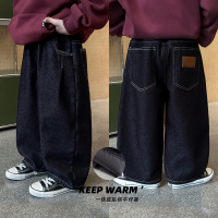 童酷男童冬款百搭后袋贴标宝宝休闲裤一体绒保暖儿童牛仔裤潮