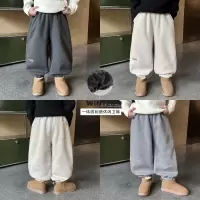 童酷男童冬款百搭字母刺绣拼接宝宝休闲裤加绒保暖儿童卫裤潮