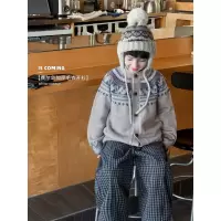 童酷男童冬款费尔岛设计拼色宝宝针织开衫百搭加厚儿童毛衣潮