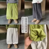 童酷男童冬款韩版字母刺绣宝宝休闲裤柔软双面奥粒绒儿童长裤