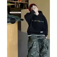 童酷男童冬款韩版彩色字母刺绣宝宝上衣贴标连帽加绒儿童卫衣