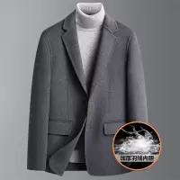 双面呢羊毛西装秋冬新款脱卸羽绒内胆羊毛西服男士保暖休闲呢外套