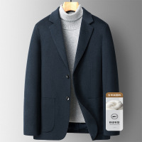 手工缝制轻奢山羊绒西服男士秋冬新款简约休闲单西装高品质男外套