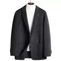 男士双面呢羊毛西装秋季新款千鸟格羊毛西服商务休闲呢子外套潮流