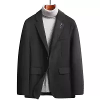 秋冬手工双面呢西装条纹羊毛西服男士加厚羊绒西装妮子西服外套男