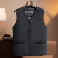 简约百搭羊毛呢子羽绒马甲男士秋冬新款保暖背心80白鸭绒外穿坎肩