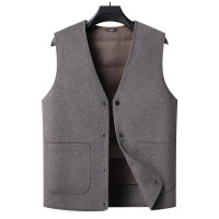 简约百搭羊毛呢子羽绒马甲男士秋冬新款保暖背心90白鸭绒外穿坎肩