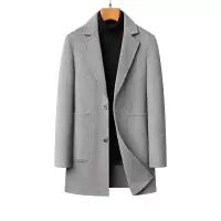 羊毛兔毛双面呢大衣男士秋冬羽绒脱卸内胆中长款西装领大衣外套男