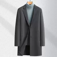 100%羊毛男式大衣秋冬新款中青年商务中长双面呢风衣羊毛外套