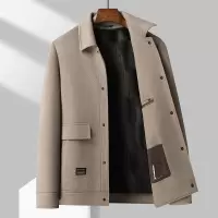 100%羊毛秋冬新款双面呢短款大衣金丝绒内胆尼大衣风衣男妮子外套