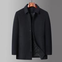 中老年行政羊毛夹克秋冬新款加棉加厚商务休闲爸爸装中长羊毛夹克