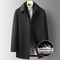 中老年高品质鹅绒内胆双面呢羊绒大衣活里活面毛呢外套围巾款大衣