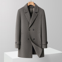 双排扣双面呢羊毛大衣男士秋冬新款加厚脱卸羽绒内胆中长羊毛外套