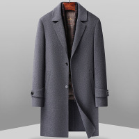 双面呢羊毛大衣拆卸羽绒内胆冬季新款爸爸装男士外套长款两件套潮