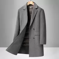 双面呢羊毛大衣拆卸羽绒内胆冬季新款青年男士双排扣商务休闲外套