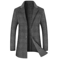 手工缝制秋冬新款阿尔巴卡双面呢大衣男士西装领羊毛大衣呢子外套