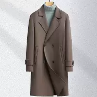 插肩袖羊毛大衣风衣秋冬新款男士长款双排扣双面呢羊毛大衣外套潮