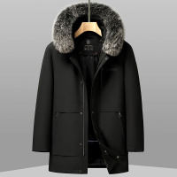 新款冬季狐狸毛领派克服男休闲保暖濑兔毛内胆可拆中老年大衣外套