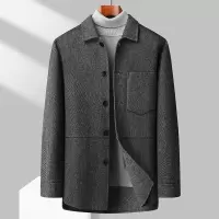 日式风秋冬新款落肩袖羊毛双面呢大衣男士中长款羊毛大衣大码男装