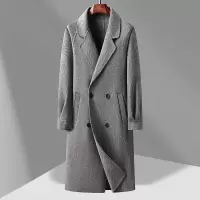 日韩风青年过膝长款落肩袖阔版羊毛双面呢大衣男士秋冬双排扣大衣