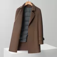 时尚商务双面呢羊毛大衣男士秋冬新款85鹅绒拆卸内胆中长呢子外套