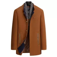 欧美主推男士羊毛呢子大衣加棉加厚围巾领外套男装上衣呢外套