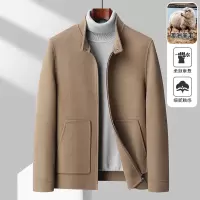 潮流简约竖领双面呢羊毛茄克中青年男士秋冬新款双面呢羊毛厚外套