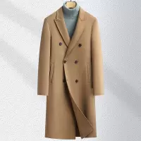 男士羊毛呢子大衣秋冬新款男士过膝长款三排扣大衣风衣双面呢外套