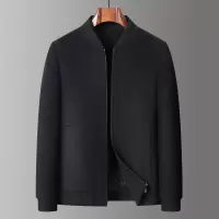 男士羊毛夹克行政外套加厚夹棉保暖商务休闲秋冬款棒球领毛呢夹克