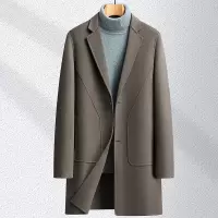 男式大衣秋冬100%羊毛中长款青年商务双面呢风衣简约休闲外套