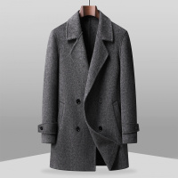 男秋冬双排扣羊毛双面呢大衣高端商务时尚毛呢西装领休闲羊绒外套
