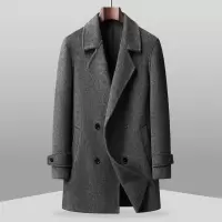 男秋冬双排扣羊毛双面呢大衣高端商务时尚毛呢西装领休闲羊绒外套