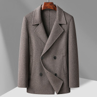 短款双排扣双面呢羊毛大衣男士秋冬新款青年毛呢外套