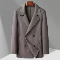 短款双排扣双面呢羊毛大衣男士秋冬新款青年毛呢外套