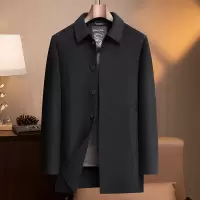 秋冬中老年商务休闲羊毛大衣男加厚可拆卸羽绒内胆双面呢羊毛大衣