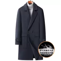 秋冬新款双排扣羊毛大衣外套男士鹅绒内胆双面呢羊毛大衣羊绒大衣