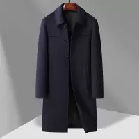秋冬新款含羊绒羊毛呢大衣男士长款翻领羊毛大衣外套